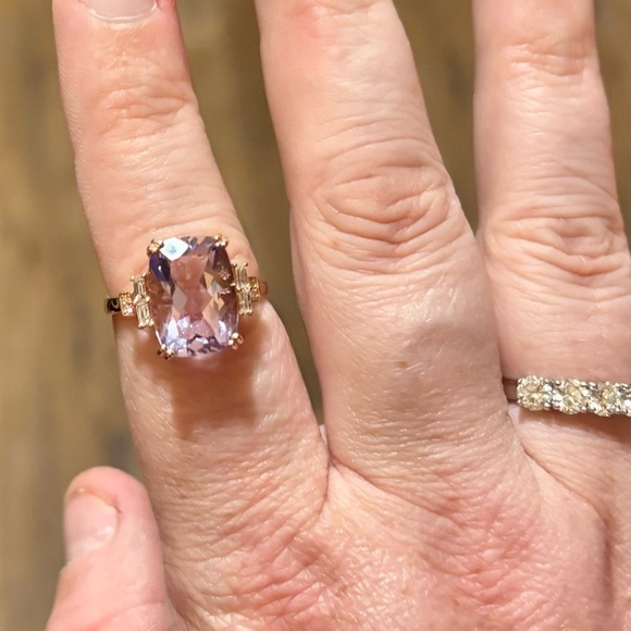SOLD Effy 6.75ct Pink Amethyst And Diamond Ring $3,750 14kt Rose Gold - Picture 10 of 16